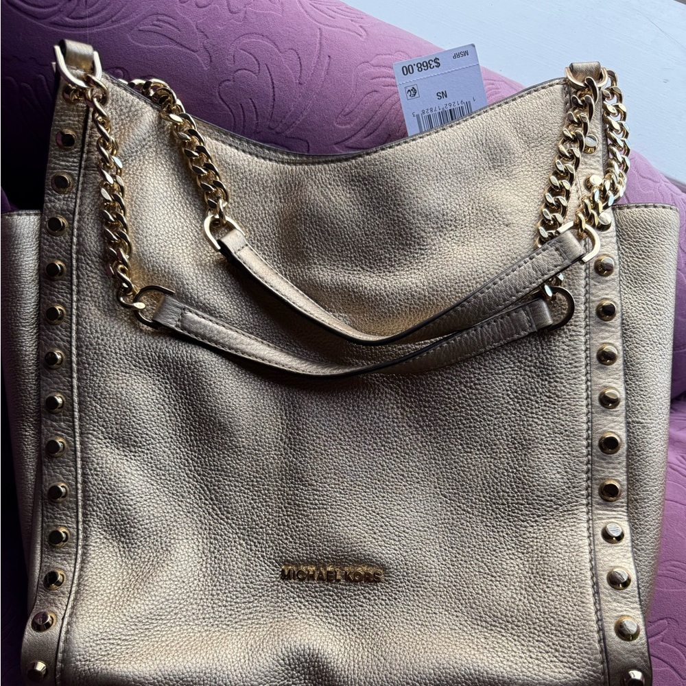 Michael Kors Gold Studded Shoulder Bag
